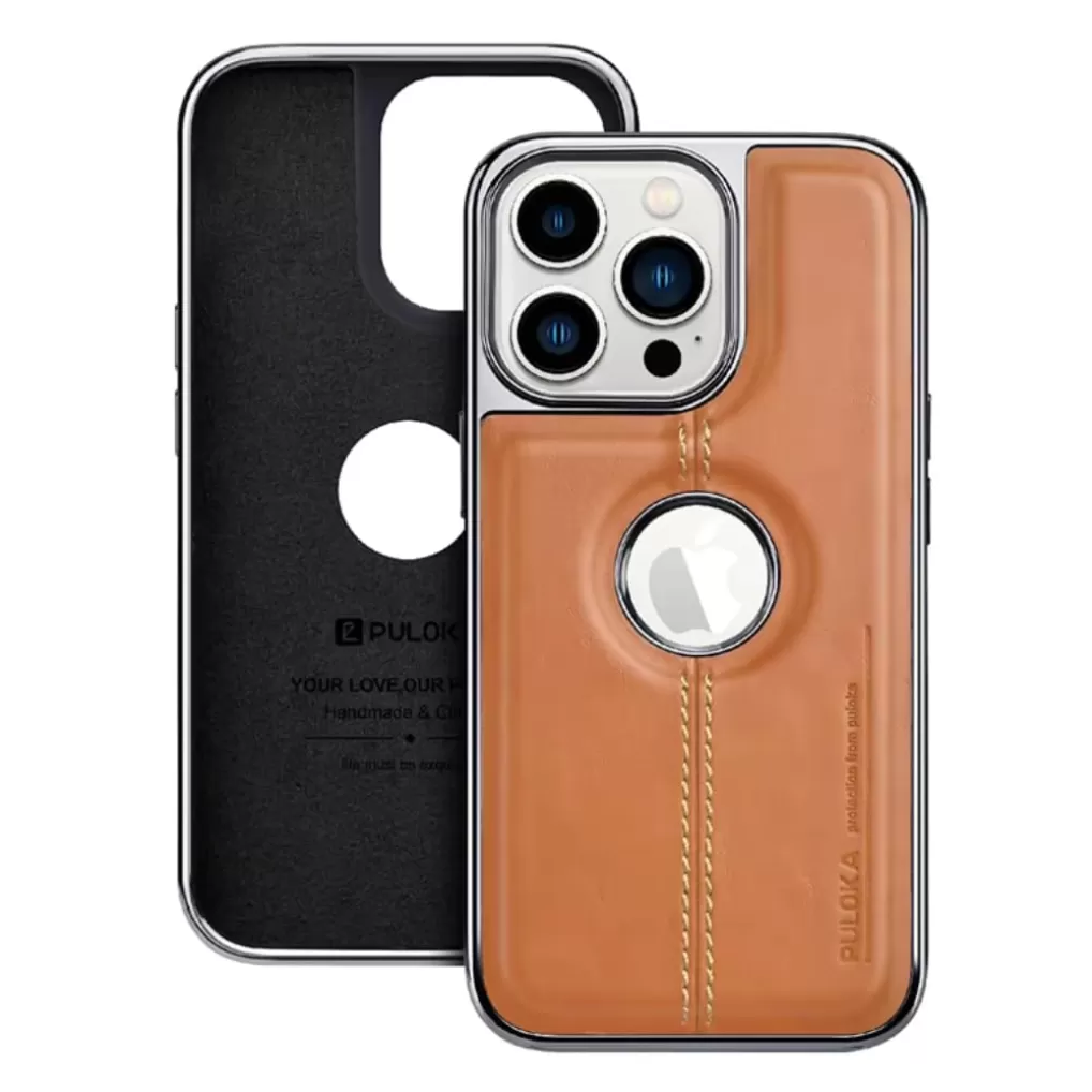 iPhone 13 Ultra-Hybrid Leather Case, Luxury Classic PU Leather Elegant Designer Cover Soft Logo Cut Design