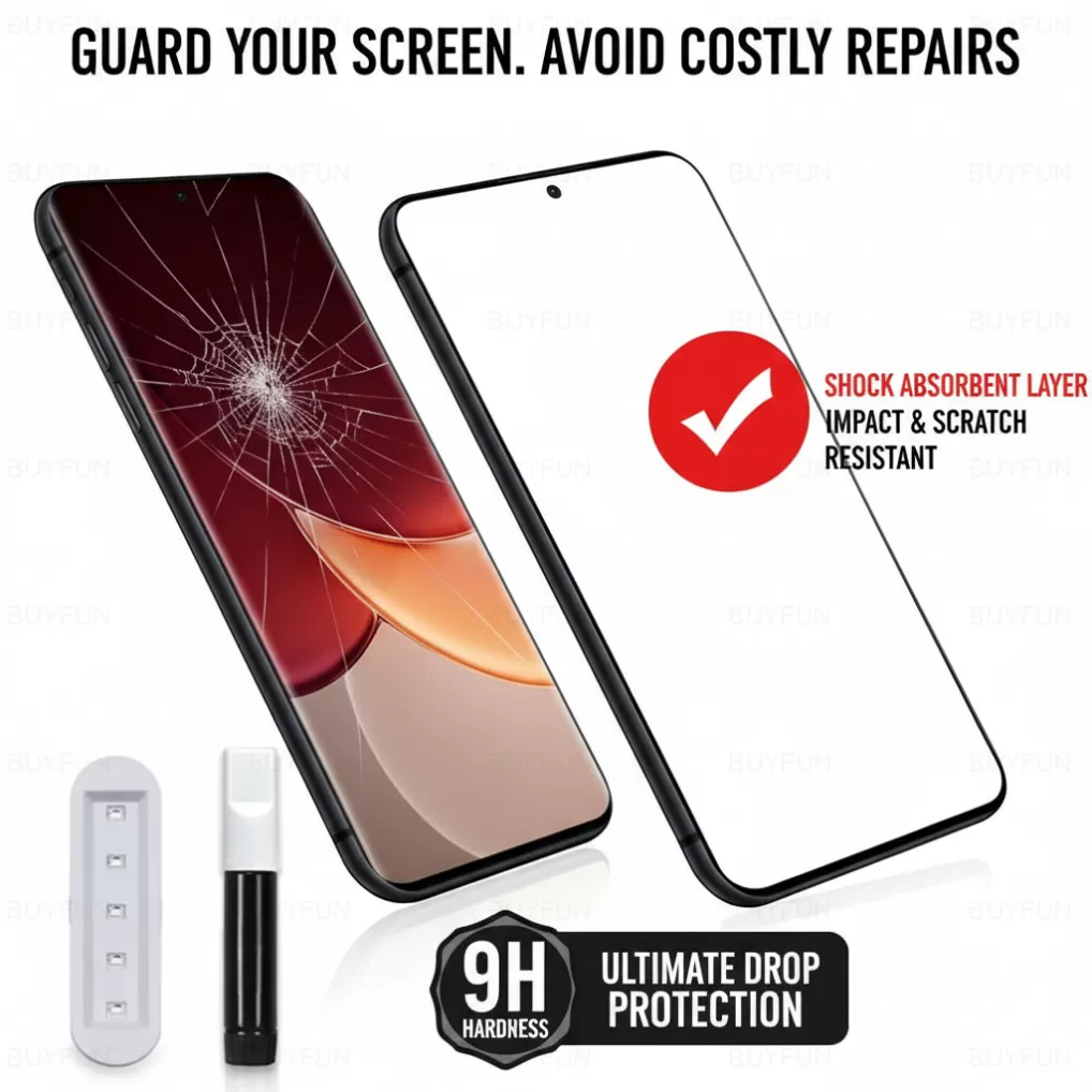 UV Liquid Adhesive Tempered Glass Screen Protector Kit, for realme 12 pro especially for  phones with curved screens