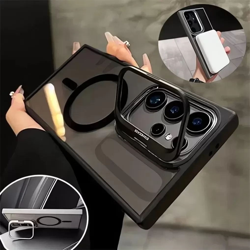 Magnetic Double Stand Case for Samsung S25 Edge integrated lens stand back covers
