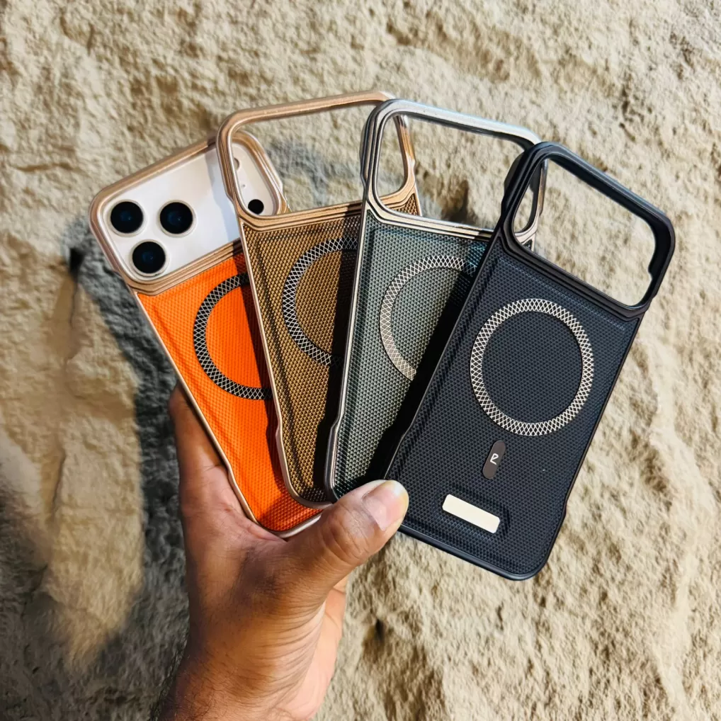 Premium Metallic AeroFLex Leather Case Cover with Aroma Perfume Cover Compatible for iPhone 17 Pro