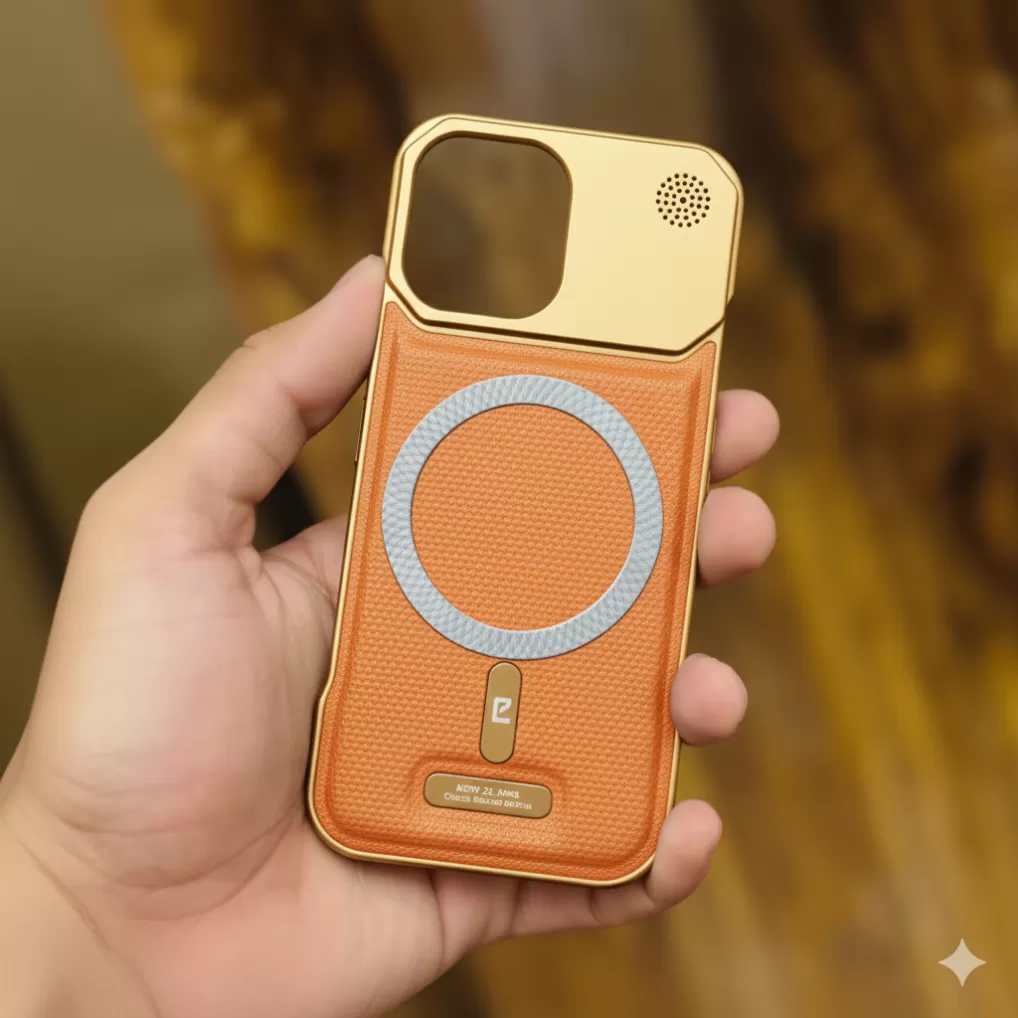 Premium Metallic AeroFLex Leather Case Cover with Aroma Perfume Cover Compatible for iPhone 15